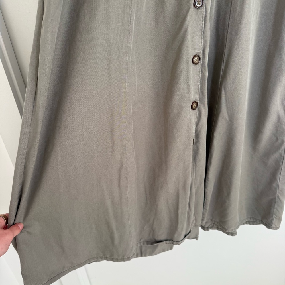 Quince Vintage Wash Tencel Button Front Midi Dress Olive Green Large Cottagecore - Picture 6 of 14